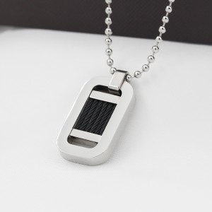 Vente en gros Collier pendentif en acier inoxydable bicolore en acier inoxydable