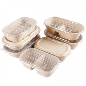 Boîte d\'emballage de restauration rapide à emporter contenant d\'emballage de bagasse contenant d\'emballage de bagasse compostable avec couvercle transparent