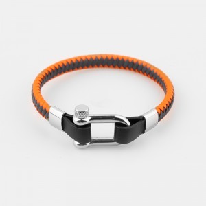 Bracelet en cuir tissé bracelet pour femmes bracelet en acier inoxydable bracelet