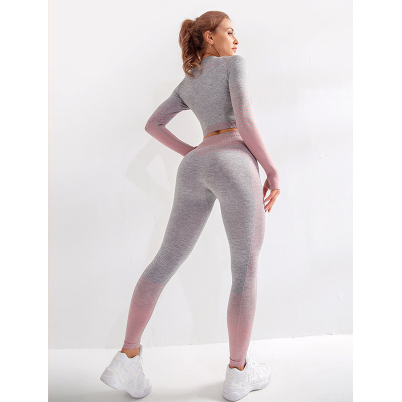 Combinaison de yoga à manches longues Sports Tight Striped sports