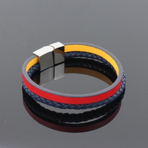 Bijoux en cuir de mode Bracelet en cuir véritable Bracelet en cuir tressé muti-couche en acier inoxydable