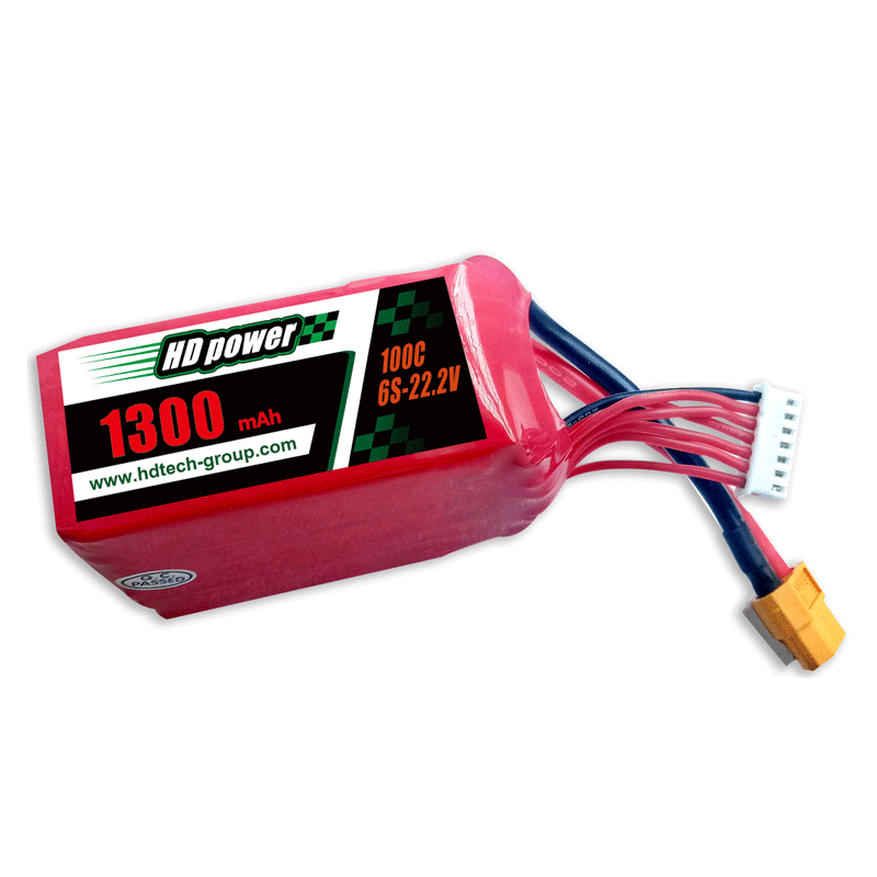 Batterie lipo HD POWER 1300mAh 100C 6S 22.2V FPV