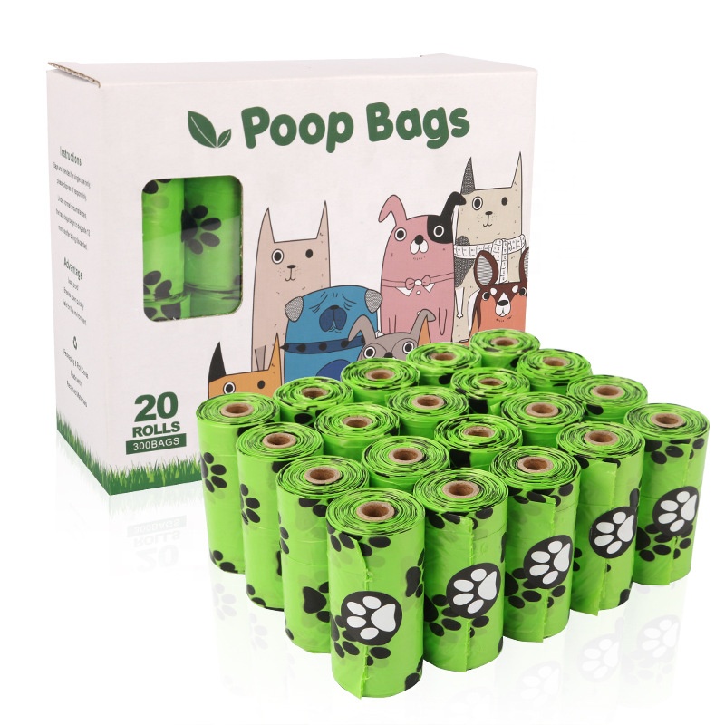 100% biodégradable sac de déchets de chien sacs de merde de chien compostables avec distributeur