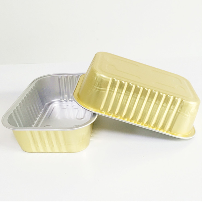 Boîte d'emballage alimentaire chauffante Boîte à lunch de conservation de la chaleur en or Boîte à repas recyclable à emporter en papier d'aluminium