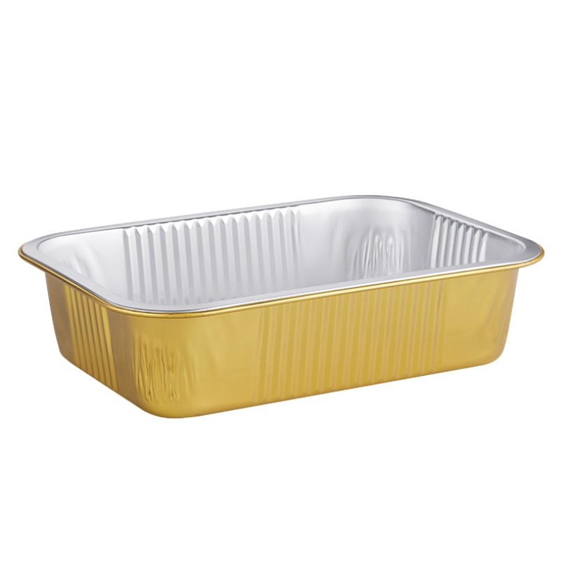 Boîte d'emballage alimentaire chauffante Boîte à lunch de conservation de la chaleur en or Boîte à repas recyclable à emporter en papier d'aluminium