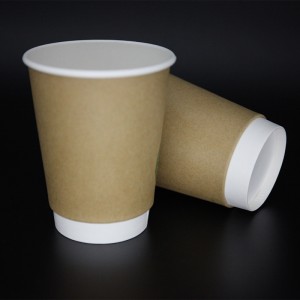 Tasse à café en papier kraft pur à double paroi