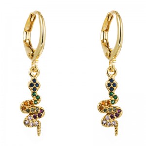 Europe et États-Unis Nouveaux boucles d\'oreilles en forme de serpent boucles d\'oreilles de boucles d\'oreilles exagérées créatives branches de zircones branchées arc-en-ciel femmes
