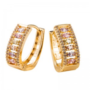 Boucles d\'oreilles Dongdaemun, boucles d\'oreilles de tempérament populaire féminin, boucles d\'oreilles en zircon incrustées en cuivre et boucles d\'oreilles en or galvanplated or