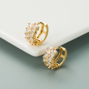 Insparer la série arc-en-ciel Boucles d\'oreilles de personnalité européenne et américaine Copper Gold Plaqué Micro-Inlaid Couleur Double rangée Zircon Boucles d\'oreilles Hip-Hop Boucles d\'oreilles