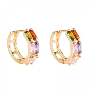 Boucles d\'oreilles zircones à double rangée transfrontalière