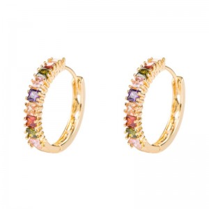 SER Personnalité Européenne et Américaine Carré Carré Zircon Boucles d\'oreilles Boucles d\'oreilles Femelle Pure Copper Gold-Inlaid Carrings Boucles d\'oreilles Boucles d\'oreilles en gros