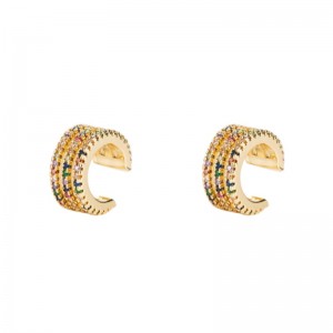 Ins Nouveauxnouveaux hommes européens et américains de l\'oreille de l\'oreille de l\'oreille des hommes et des femmes cuivre micro-incrusté couleur zirconium clip oreille simple sans perçage boucles d\'oreilles hip-hop