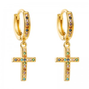 Boucles d\'oreilles européennes et américaines, boucles d\'oreilles croisées, boucles d\'oreilles sauvages, boucles d\'oreilles de zircon micro-incrustées en forme de U géométrique en forme de U, bijoux de hip-hop féminin