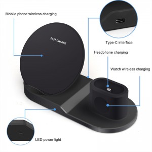 3 en 1 QI Wireless Charger Wireless Wireless Charger Stand Station de chargement sans fil Station de quai pour iPhone
