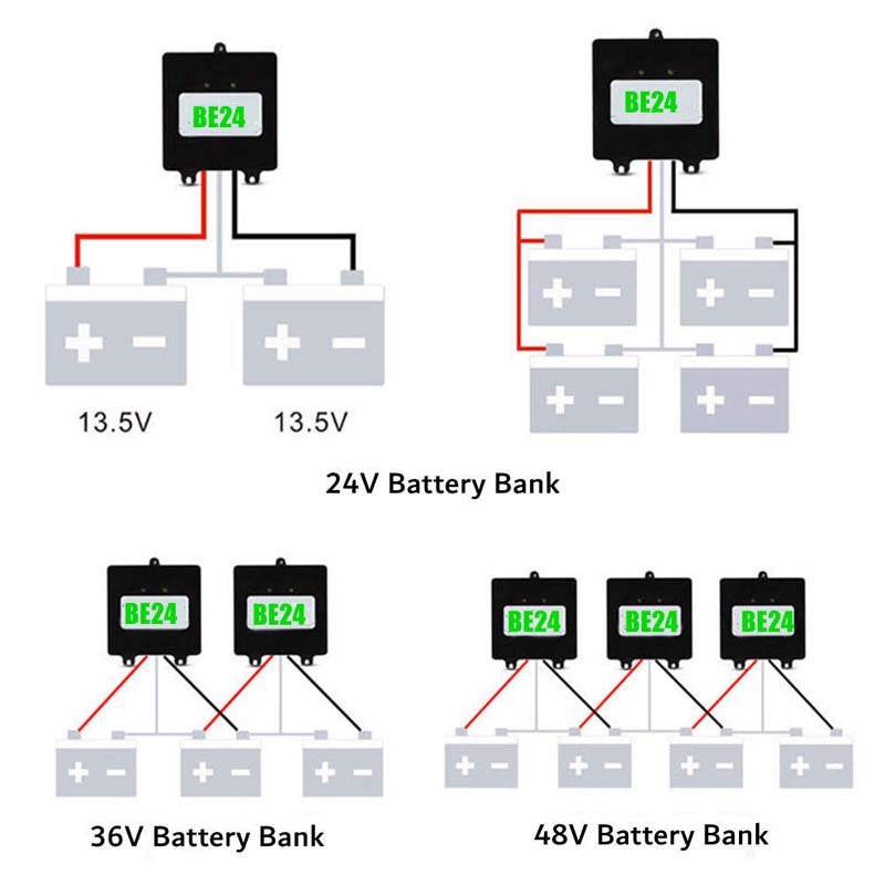 Balance de l'égaliseur de la batterie pour système de banque de batterie 24V 36V 48V utilisé pour les piles au plomb de gel AGM AGM