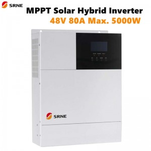 SRNE MPPT MAX 5000W SOLAR HYBRID INVERTER 80A PURE SINE WAVE D\'ondes SINE 48V 220V PV Charge 145V 50HZ 60HZ Auto LCD Auto écran LCD