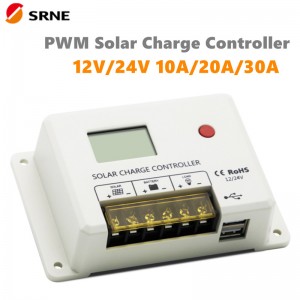 NOUVEAU SRNE PWM 10A 20A 30A Contrôleur de charge solaire 12V 24V Auto écran LCD Dual USB 5V/2A Port pour la batterie au lithium-plomb-acide
