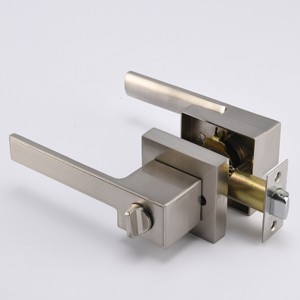 S7809 Levier de porte d\'intimité carré contemporain pour chambre ou salle de bain, boutons de porte de verrouillage sans clé placé ennickel en satin