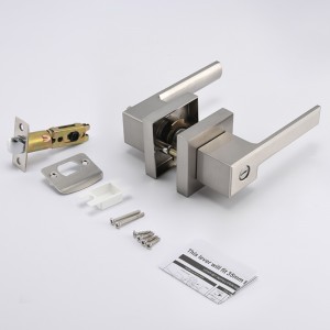 S7809 Levier de porte d\'intimité carré contemporain pour chambre ou salle de bain, boutons de porte de verrouillage sans clé placé ennickel en satin