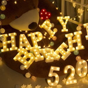 Alphabet personnalisé Numéro d\'arabe Marquee Lights 3D LED Lettre Signe Nuit Lumière denuit en plein air pour Bar Hotel Mariage Festival Décoration