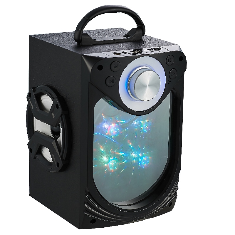 Haut-parleur bluetooth portable FB-BS034 avec miroir en verre&éclairage LED