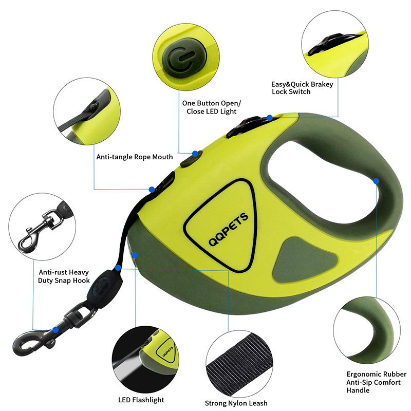 Nouvelle Arrivée Design Lampe de poche en laisse rétractable avec inventaire Fournitures pour animaux de compagnie