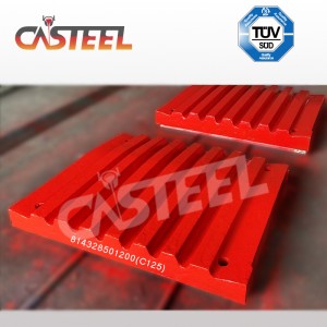 Matériau chromé de manganèse élevé C125 portant des pièces de rechange plaque de mâchoire