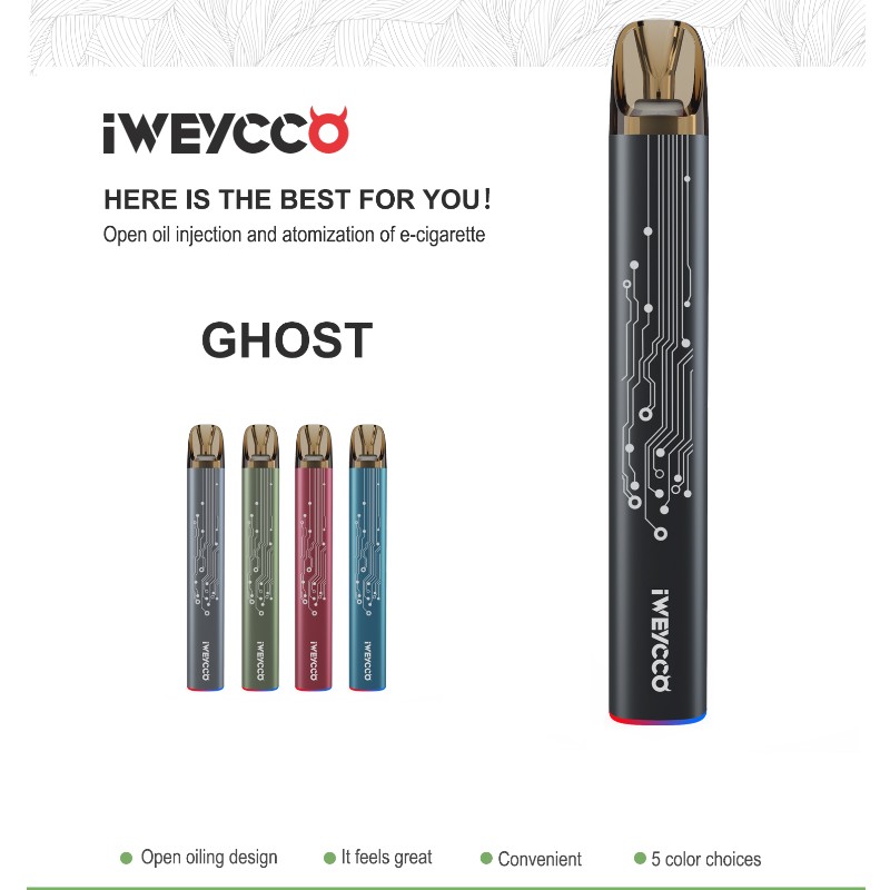 Iweycco Ghost Ghost Vape 650MAH 12W POD Kit de cigarette électronique 2ML Vaporisateur de cartouche pour vous