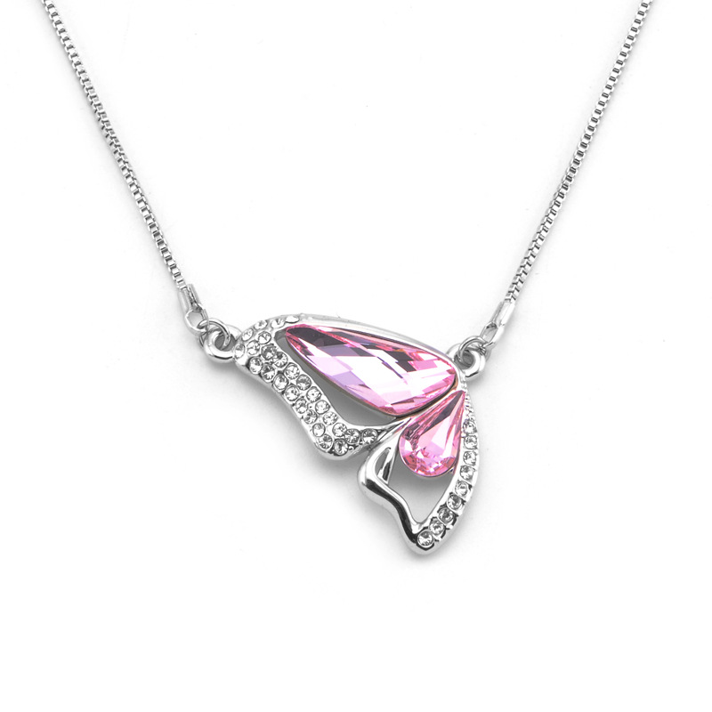 Collier en cristal autrichien en forme de papillon