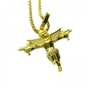 Collier pendentif d\'ange double canon uzi