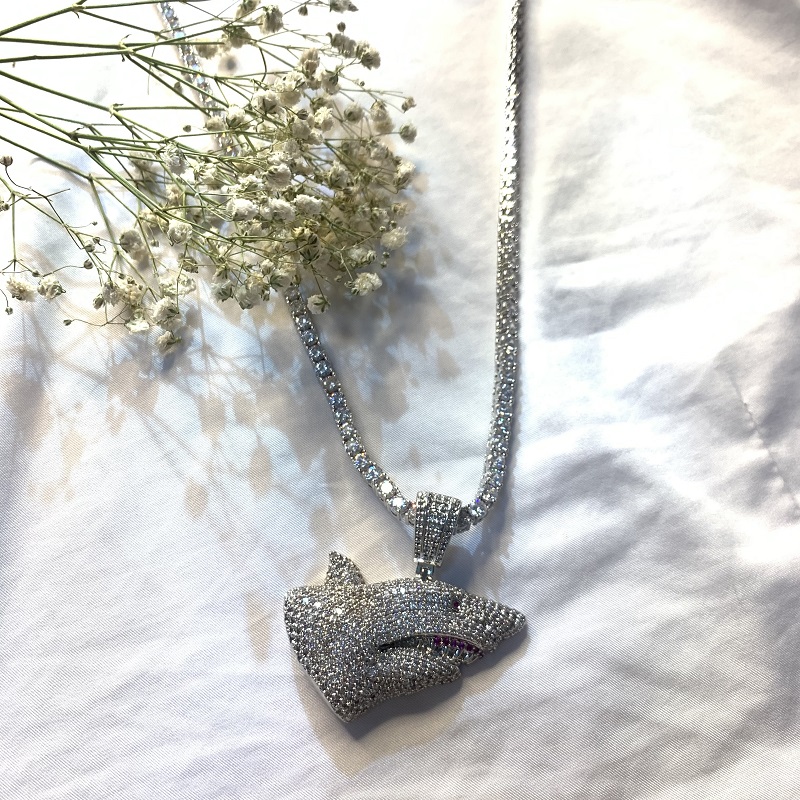 Mode de vente chaude bijoux de luxe Bijoux de diamant Shark Hip Hop Collier