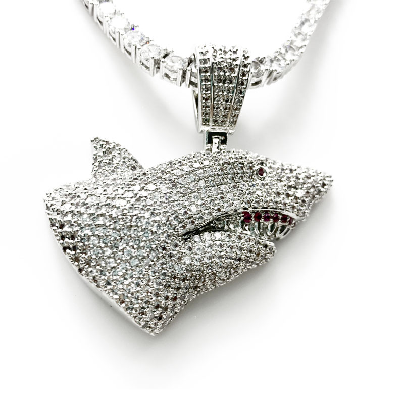 Mode de vente chaude bijoux de luxe Bijoux de diamant Shark Hip Hop Collier