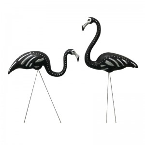 Noir Skeleton Yard Flamingos Halloween Plastique Flamingos Flamingos Pelouse Ornements Zombie Pelouse Ornement