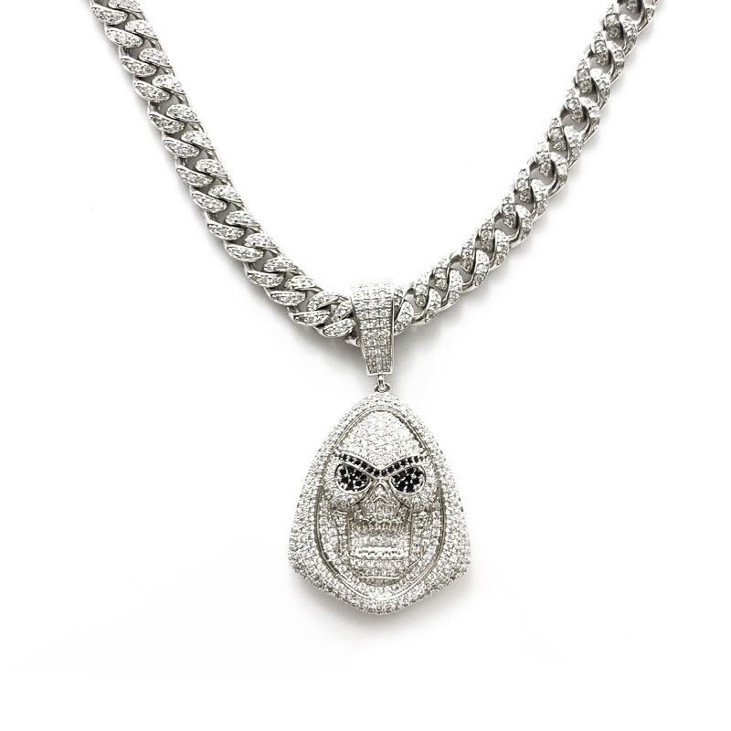 Lanouvelle tête de démon de zircon à hip-hop-incrustée ressemble à un collier de diamant