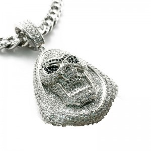 Lanouvelle tête de démon de zircon à hip-hop-incrustée ressemble à un collier de diamant