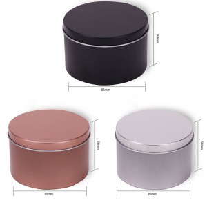 8oz Black Tinplate Bougie Bougeoir Aromathérapie Emballage en métal Bougeoir 85 * 50mm
