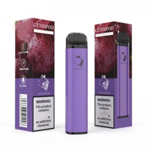GRUNNPOD 2000 Puffs Vêtements jetables pré-remplis de la batterie de 1250mAh E Cigarette Deivce 18350 8ml Vaporisateur Kit de démarreur VS elf Bar 20 Flavs Stylo Pod Gunpod