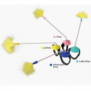 Fourniture directe d\'usine de fournitures pour animaux de compagnie, jouet auto-guérison de chat jouet de collier de chat à col montant pied de printemps avec robinet pour taquiner le bâton de chat