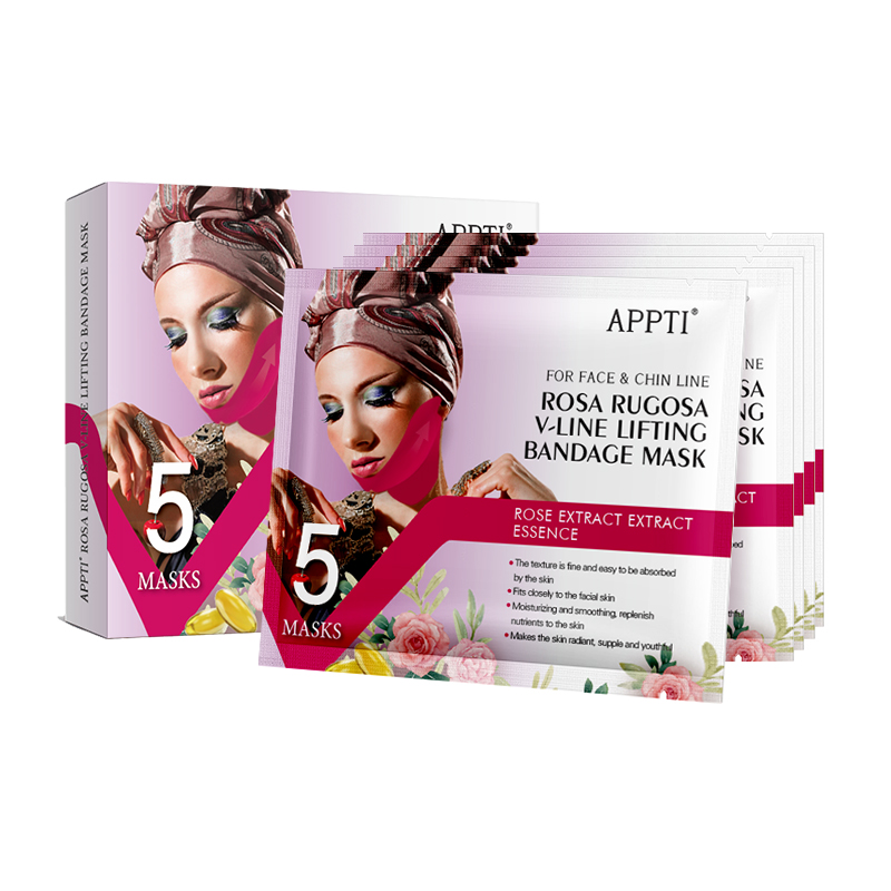 APTI ROS ROSE RUBOSA V-LIGNE SUPPORT BANDAGE MASQUAGE FACE SUPPORT DE BANDANCE DE BANDES DE BONGLE À DOUBLE CHIFLOIRE MASQUE FACIAL POUR SOUTURE DE CHÈMER ET DE SERREZ LA PEAU