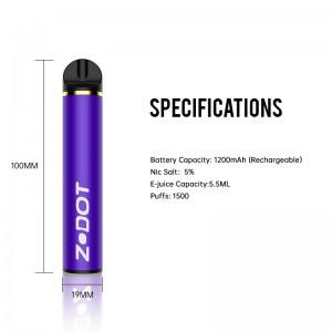 1500 bouffées de cigarette électronique jetable