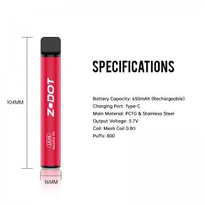 Stylo à vaper jetable 800 bouffées