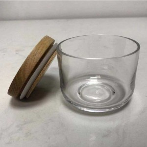 Collection de billets de stockage denourriture en verre clair avec couvercle en bois serré à air