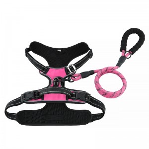 Vest de chien personnalisé reflectifnylon grand harnais de chien réversible avec laisse