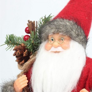 14 pouces debout de la décoration de décoration d\'ornement de santa claus rouge avec une lampe à huile et un cône de pin en sac Noël festival de vacances