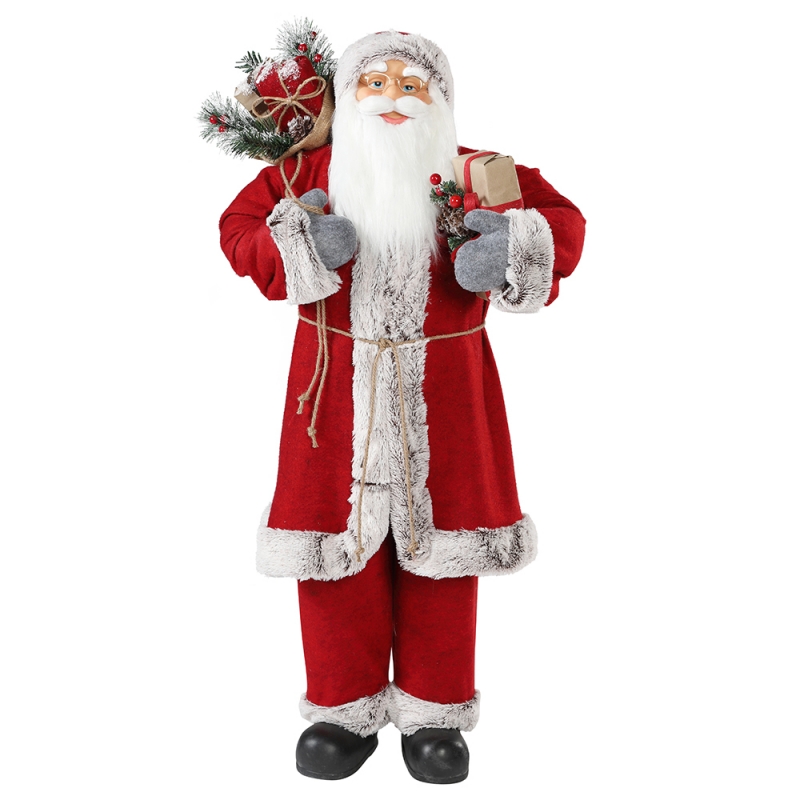 30 ~ 110cm Noël Standing Santa Claus avec sac de cadeau Ornement Décoration Festival Figurine Figurine Collection Traditionnelle Noël