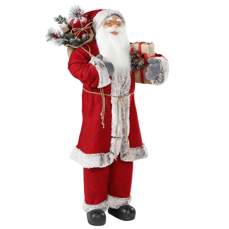 30 ~ 110cm Noël Standing Santa Claus avec sac de cadeau Ornement Décoration Festival Figurine Figurine Collection Traditionnelle Noël