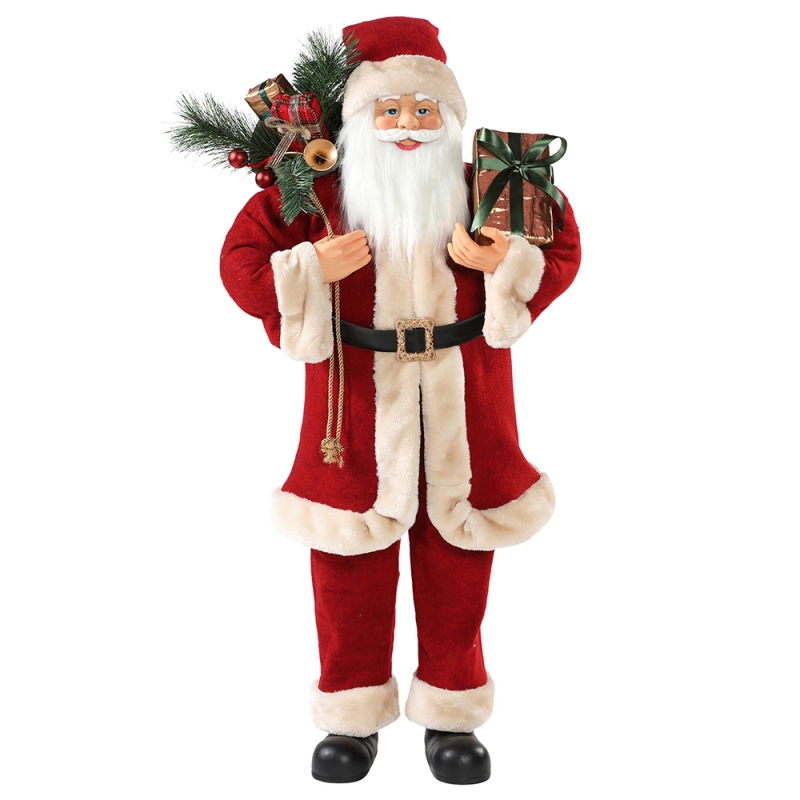 30 ~ 110cm Noël Santa Claus avec sac cadeau Ornement Décoration Festival Figurine Figurine Collection Traditionnelle Noël