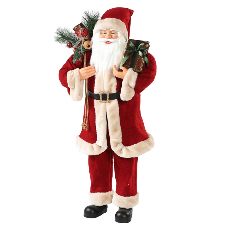 30 ~ 110cm Noël Santa Claus avec sac cadeau Ornement Décoration Festival Figurine Figurine Collection Traditionnelle Noël
