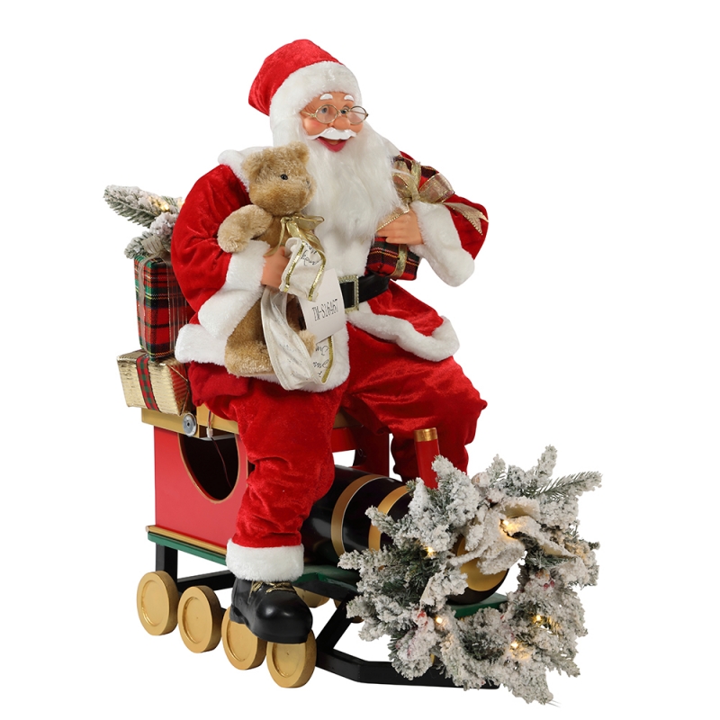 60/90cm de train de Noël Santa Claus avec décoration d'ornement d'éclairage Figurine Figurine Figurine Collection Traditionnelle Noël