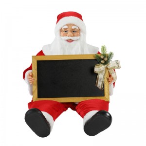 60/80cm Noël Sit De Noël Santa Claus avec Noirboad Moyen Musical Ornement Décoration Figurine Collection Traditionnelle Noël